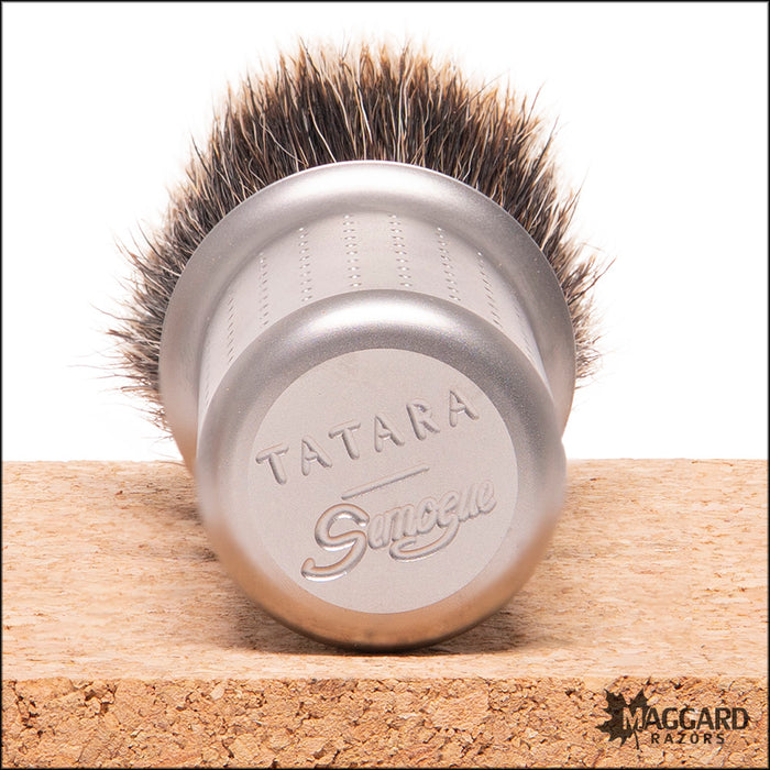 Tatara Razors Masamune Matte Stainless Steel Finest Badger Shaving Brush, 24mm