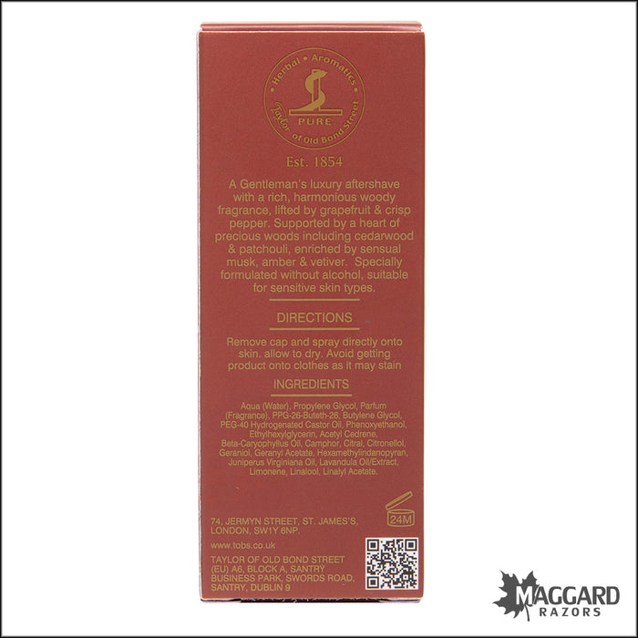 Taylor of Old Bond Street Cedarwood Aftershave Splash, 50ml - Alcohol Free