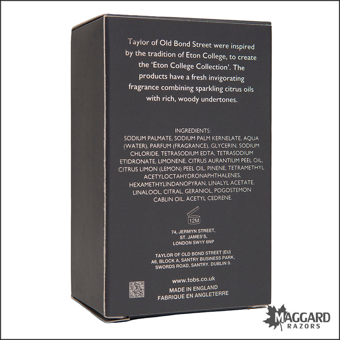 Taylor of Old Bond Street Eton College Pure Vegetable Triple Milled Bar Soap, 200g