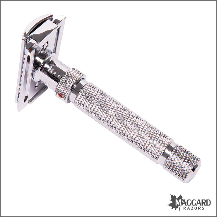 Polished Razorblade The Goodfellas' Smile Blazer Adjustable DE Safety Razor, Polished Fini ...