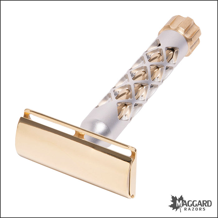 The Goodfellas' Smile Valynor Satin Finished Aluminum and Polished Brass DE Safety Razor