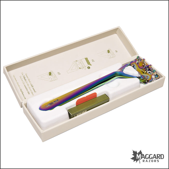 Leaf Single Edge Multiblade Pivoting Head Razor, with Starter Blades ...