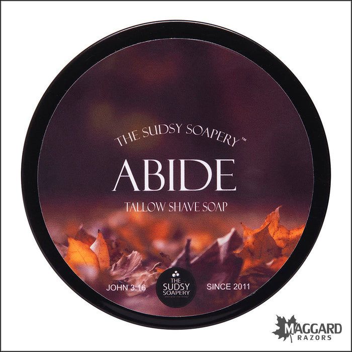 The Sudsy Soapery Abide Beef Tallow Shaving Soap, 5.5oz