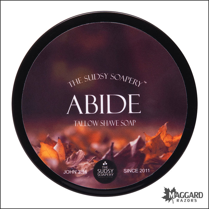 The Sudsy Soapery Abide Beef Tallow Shaving Soap, 5.5oz