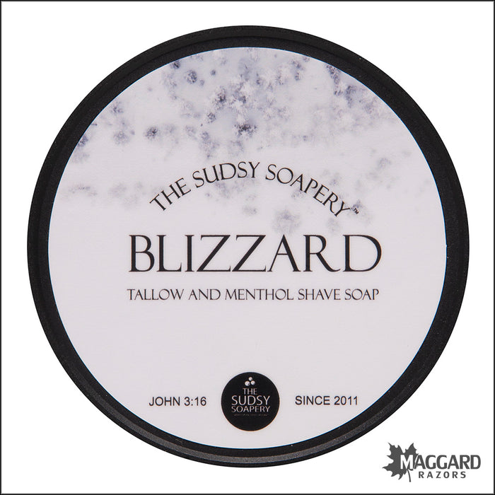 The Sudsy Soapery Blizzard Artisan Tallow Shaving Soap, 5.5oz