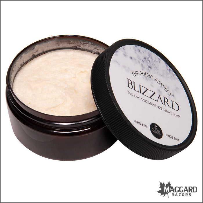 The Sudsy Soapery Blizzard Artisan Tallow Shaving Soap, 5.5oz