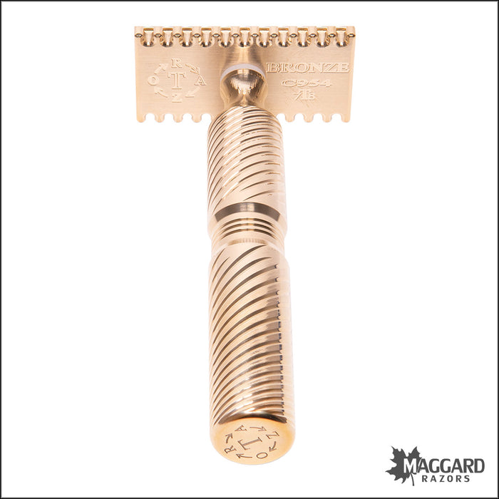 Timeless Razor Model TRBR78 Bronze Open Comb DE Safety Razor, with Stand