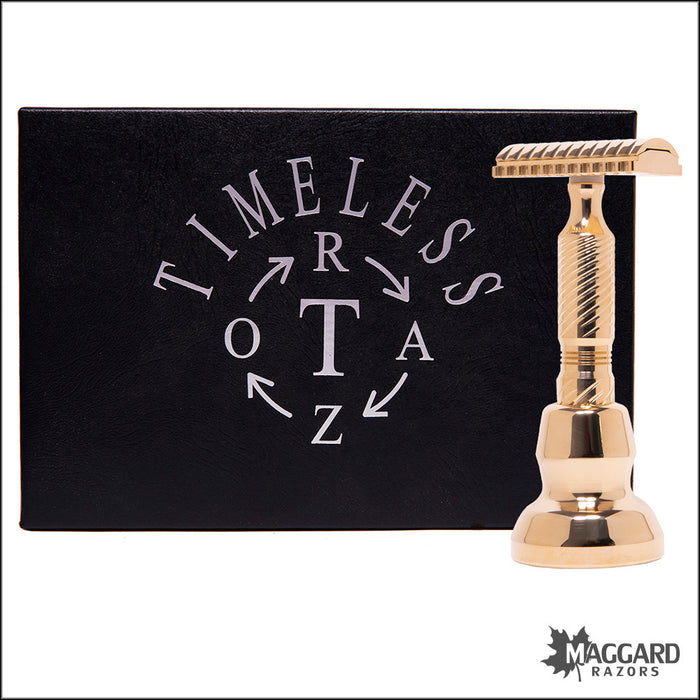 Timeless Razor Model TRBR78 Bronze Open Comb DE Safety Razor, with Stand