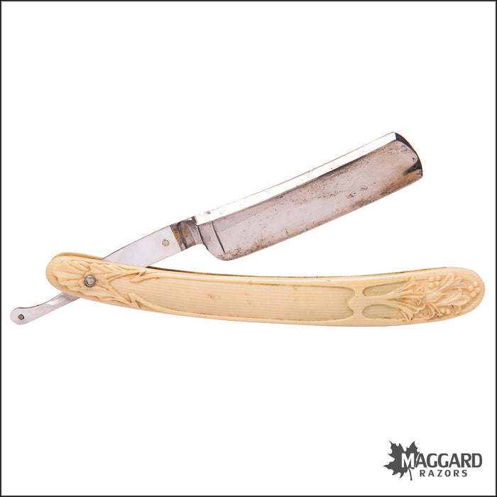 Jr Torrey Razor #1018 Vintage Straight Razor - J R Torrey MOP Tang — Maggard Razors