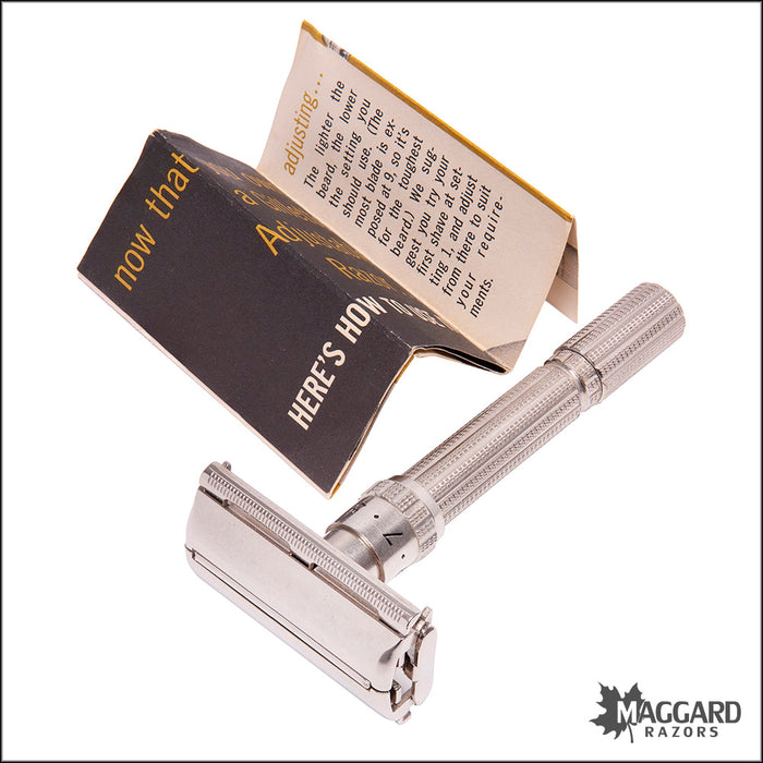 Slim Razor #1107 Gillette Slim Adjustable Razor, 1968 — Maggard Razors