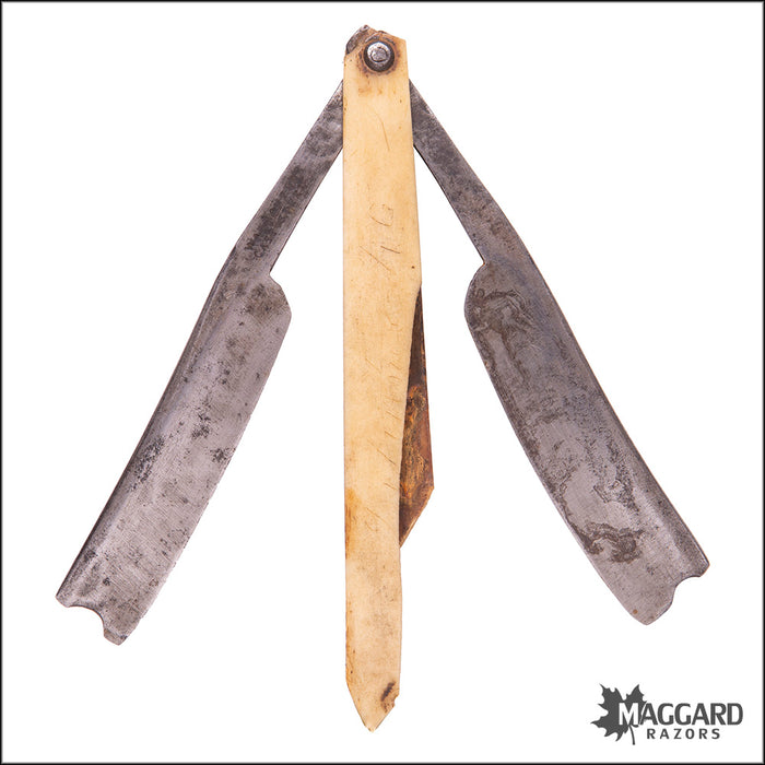 1870s Razor #1108 Vintage Straight Razor - Cast Steel Butterfly, Double Blade ca ...