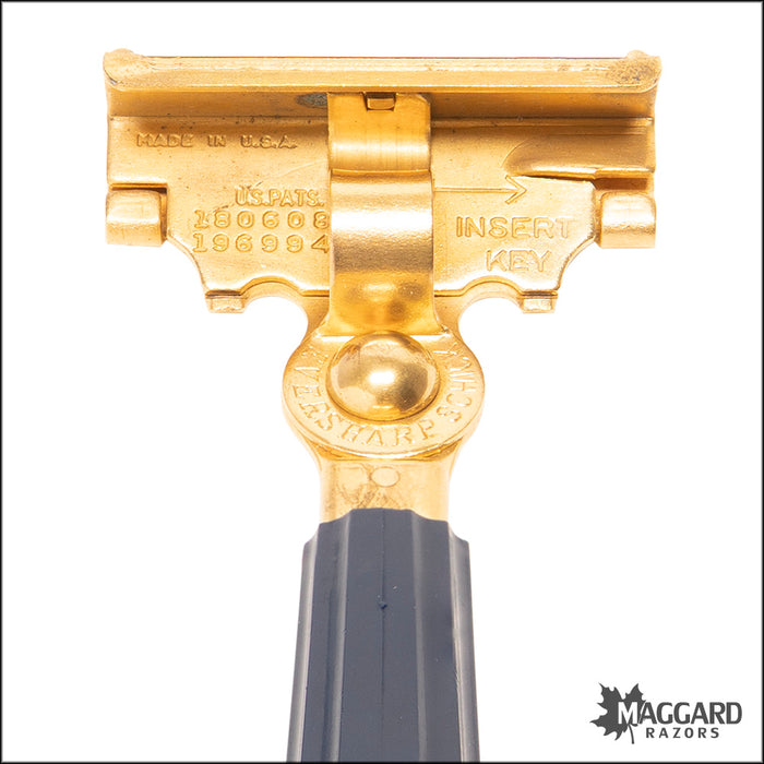 1143 Vintage Schick Eversharp Injector, Gold with Navy Blue Handle