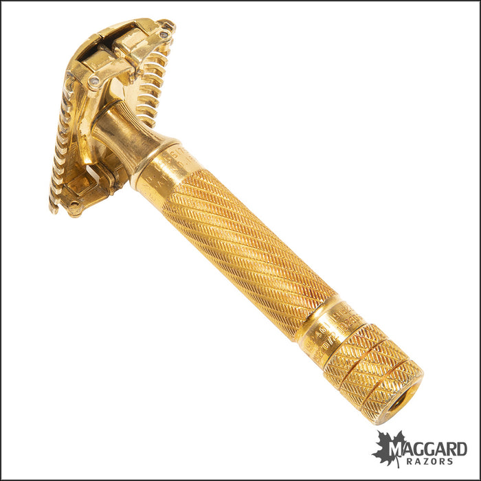 #1126 Gillette Gold OC Aristocrat Adjustable Razor, Cased, 1930s