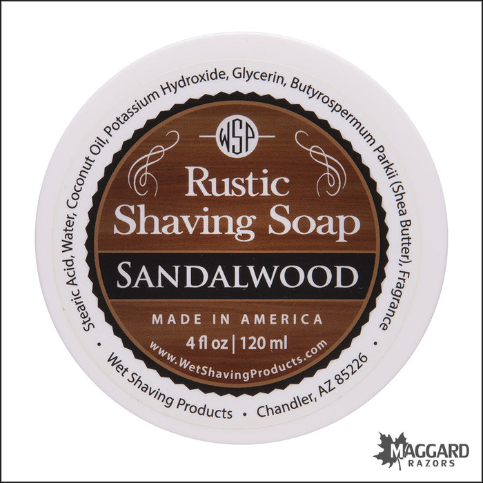WSP Sandalwood Rustic Artisan Shaving Soap, 4oz