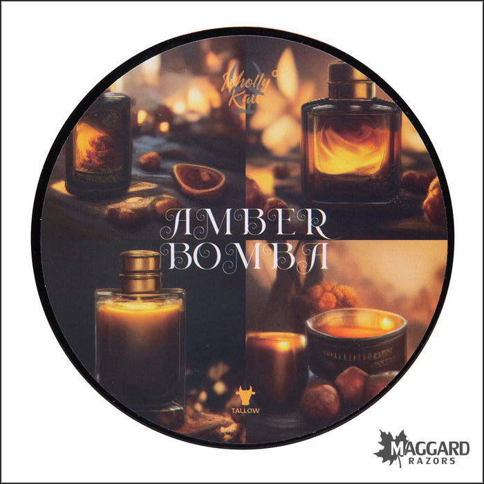 Wholly Kaw Amber Bomba Artisan Shaving Soap, 4oz - Tallow Crème Fraîche Base