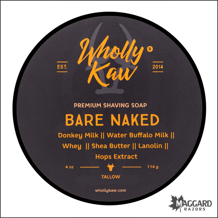 Wholly Kaw Bare Naked Tallow Shaving Soap, 4oz