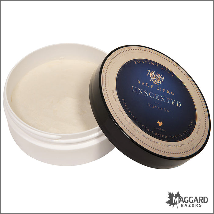 Wholly Kaw Bare Unscented Artisan Shaving Soap, 4oz - Siero Base