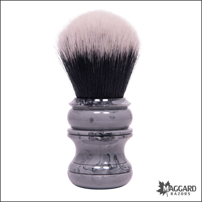 Wolf Whiskers 2024-4193-30 Bishop Handle Custom Color with Maggard Razors Black and White Synthetic Bulb Knot, 26mm
