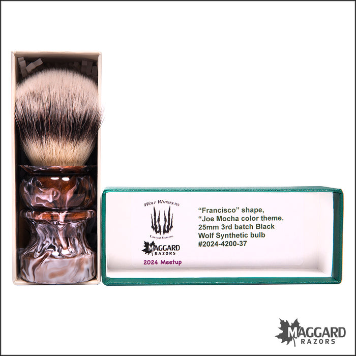 Wolf Whiskers 2024-4200-37 Francisco Handle Custom Color with Maggard Razors G5 Synthetic Bulb Knot, 25mm