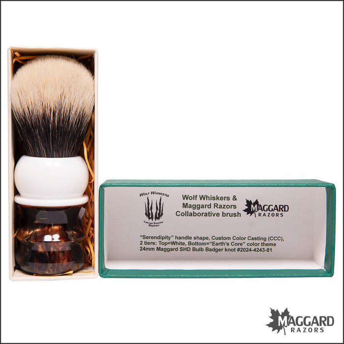 Wolf Whiskers 2024-4243-81 Serendipity Handle in Custom Color with Maggard Razors SHD Badger Bulb Knot, 24mm