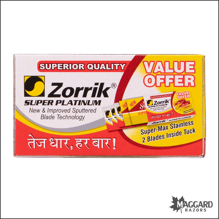 Zorrik Super Platinum and Super Max Stainless Combo Pack Double Edge Safety Razor Blades, 5 Pack