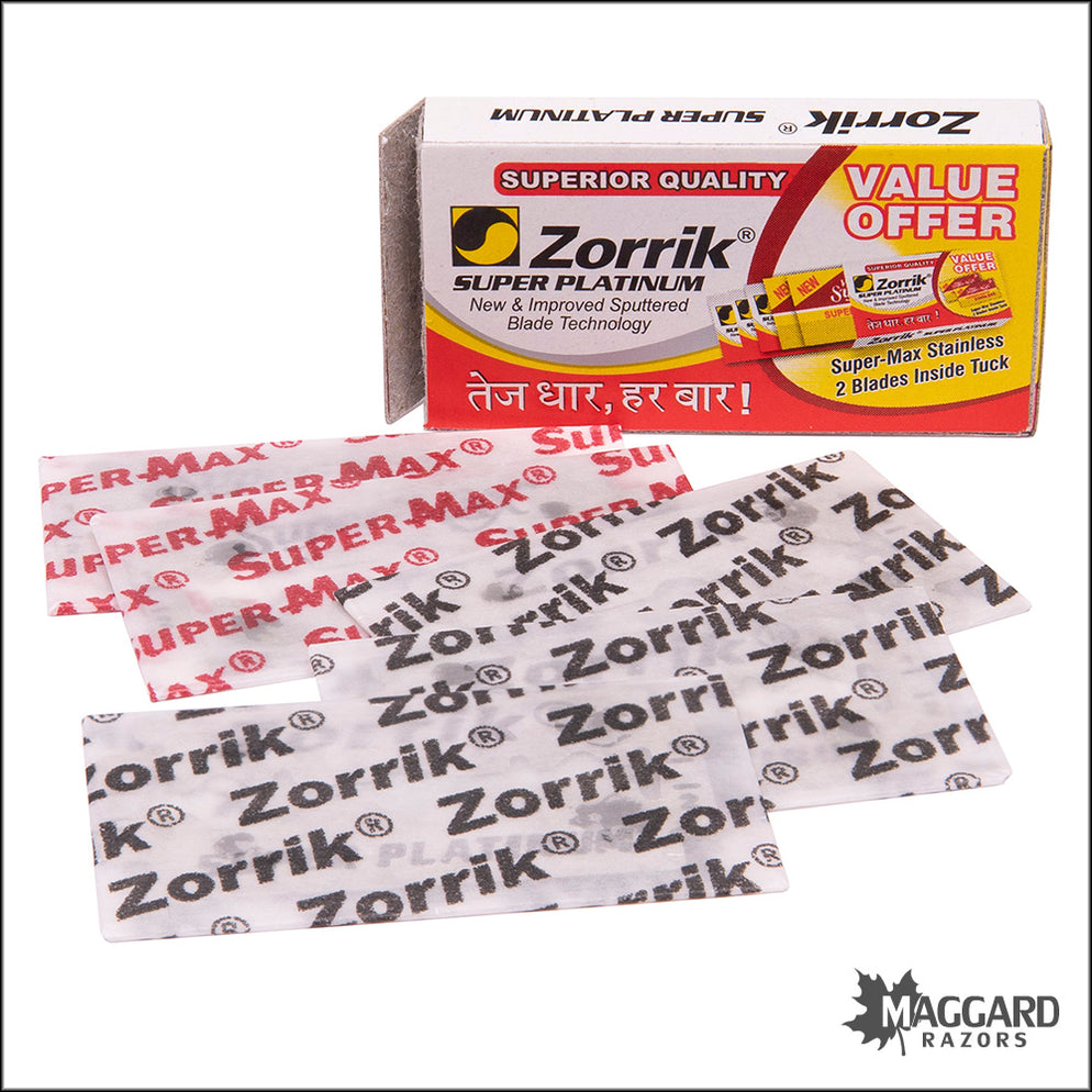 Zorrik Super Platinum and Super Max Stainless Combo Pack Double Edge S ...