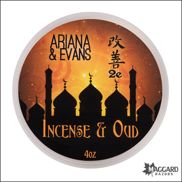 Ariana and Evans Incense and Oud Artisan Shaving Soap, 4oz - Kaizen 2e Base