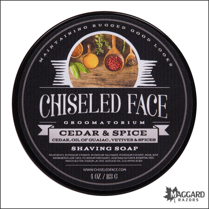 Chiseled Face Cedar and Spice Artisan Shave Soap, 4oz