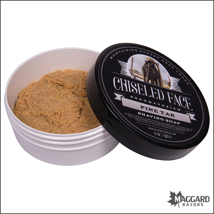 Chiseled Face Pine Tar Artisan Shaving Soap, 4oz