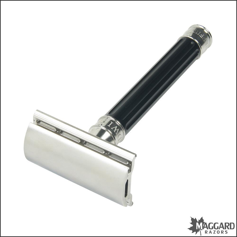 Edwin Jagger DESSGA6BL 3ONE6 Stainless Steel Black Handle DE Safety Razor