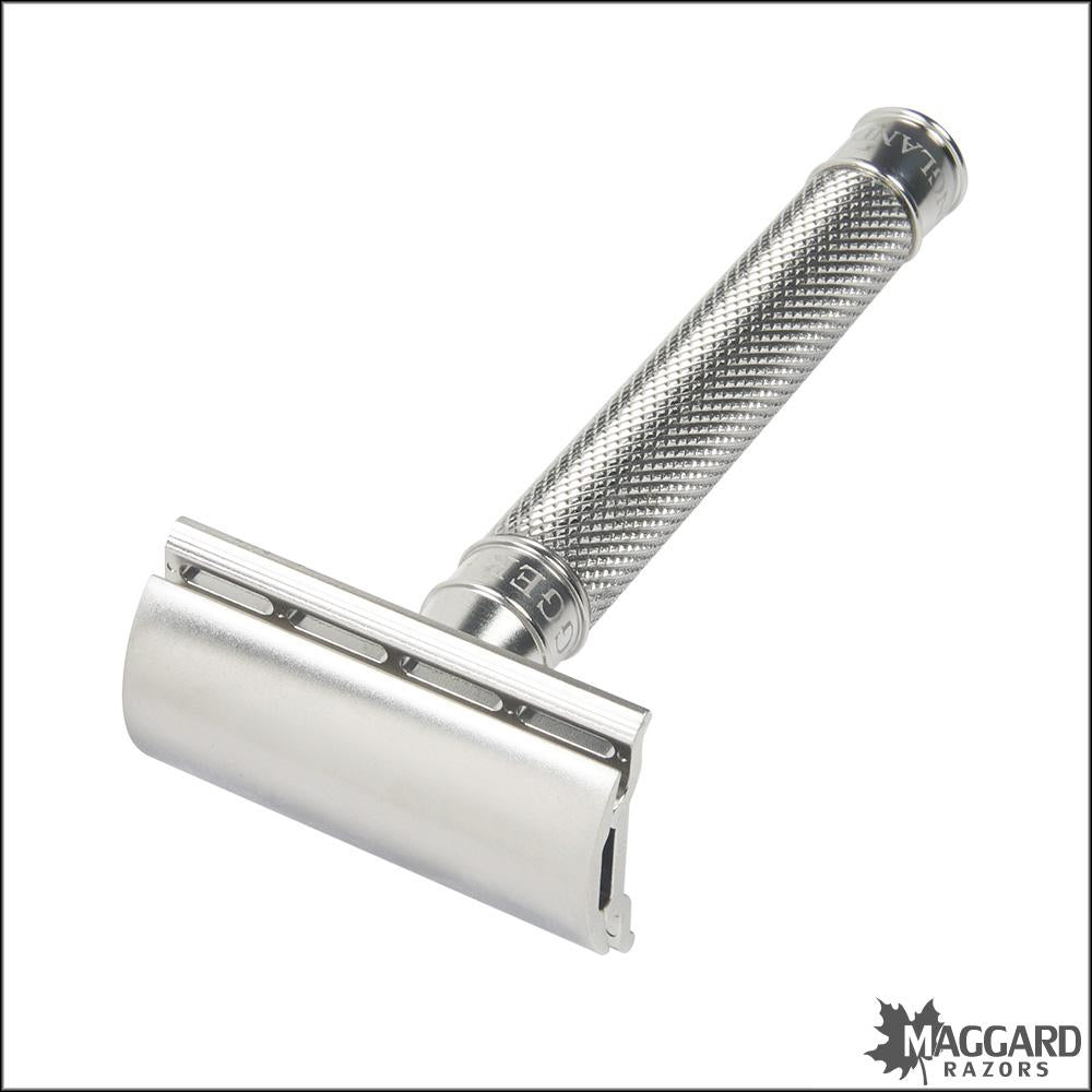Edwin Jagger DESSKNBL 3ONE6 Stainless Steel Knurled DE Safety