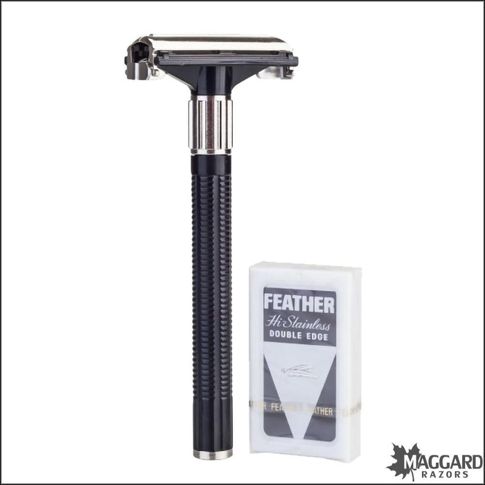 Feather-Popular-Twist-to-open-DE-Safety-Razor-With-Case-and-Blades-2