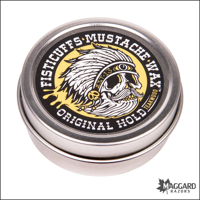 Fisticuffs Original Hold Teakwood Mustache Wax, 1oz Tin