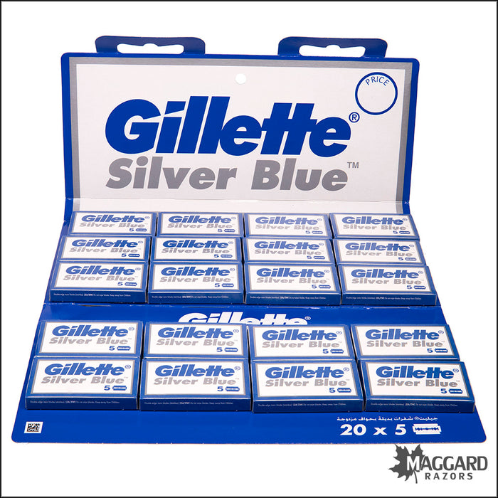 Gillette Silver Blue Double Edge Razor Blades, 100 blades