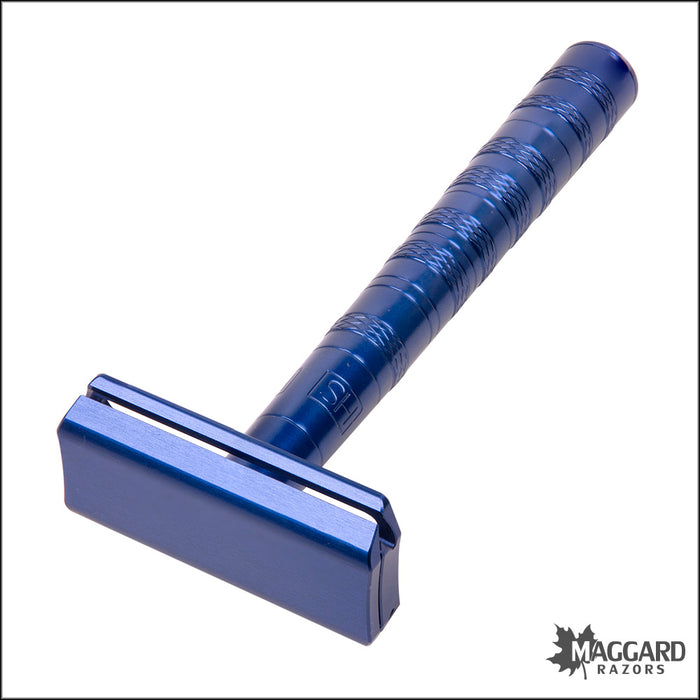 Henson Shaving AL13 Blue Machined Aluminum DE Safety Razor, Medium Exposure