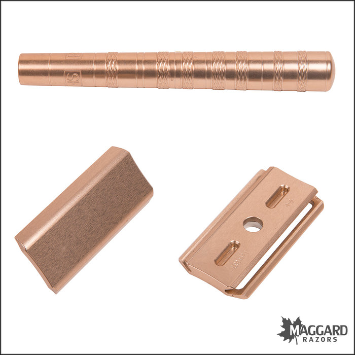Henson Shaving AL13-M Copper Machined Aluminum DE Safety Razor, Medium ...