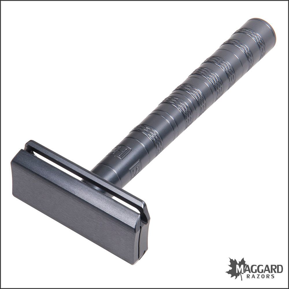 Henson Shaving AL13 Gray Machined Aluminum DE Safety Razor, Aggressive Exposure
