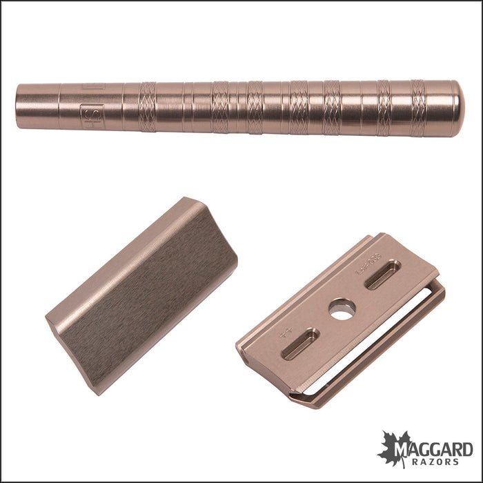 Henson Shaving AL13 Tan Machined Aluminum DE Safety Razor, Mild Exposu ...