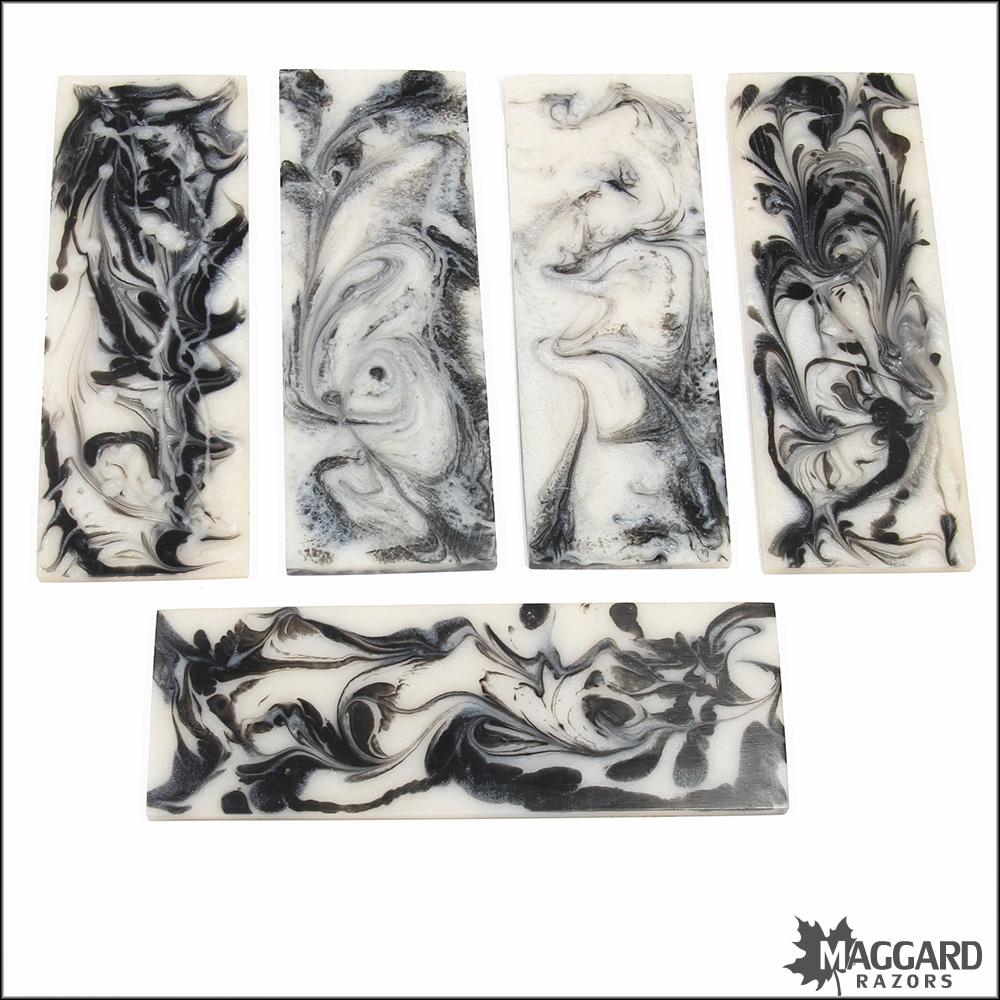 Epoxy Resin Blank Black with White Swirls, 5.75 x 2 x 1/8 — Maggard  Razors