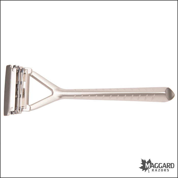 Leaf Single Edge Multiblade Pivoting Head Razor, with Starter Blades - Silver