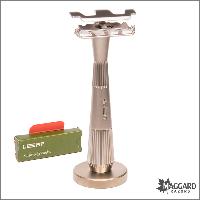 Leaf Twig Single Edge Fixed Head Razor, with Starter Blades - Silver ...