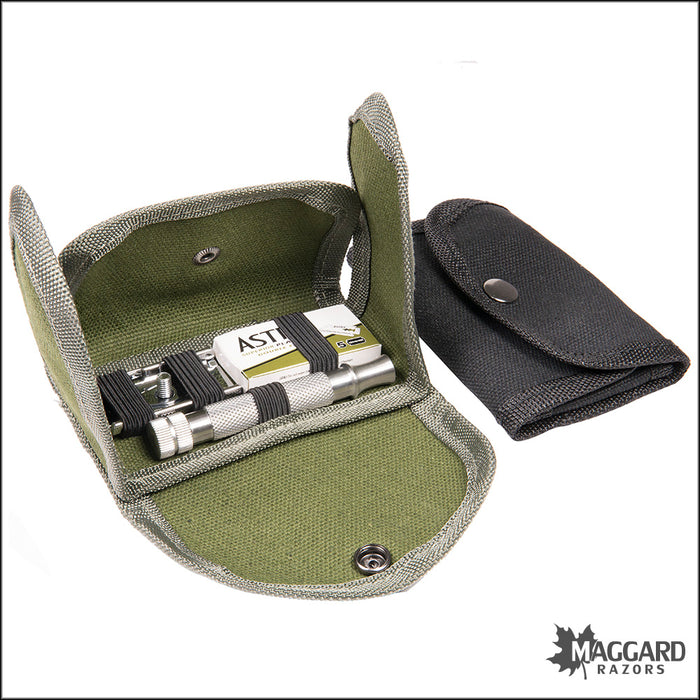 Safety Razor Disposable Razor Case Maggard Razors Safety Razor Khaki Set Travel Case - Black
