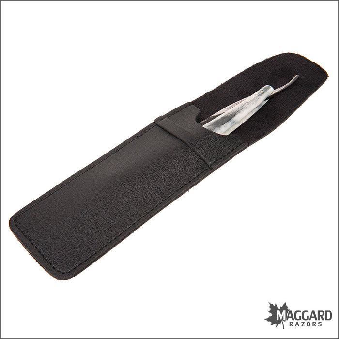 Maggard Razors Leather Straight Razor Travel Pouch with Flap Closure, Heavy Duty