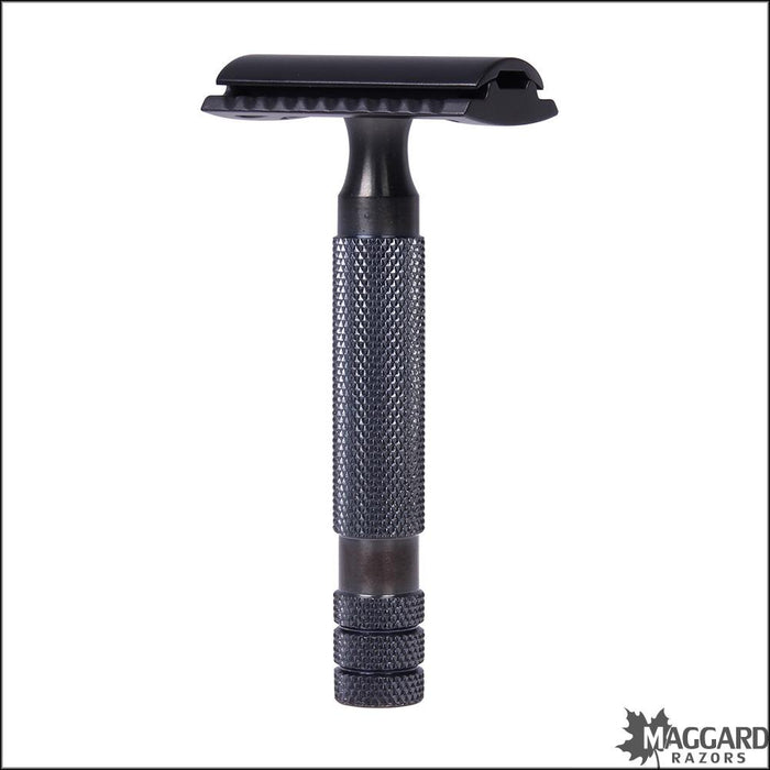 Maggard Razors DE Safety Razor MR11 Black Anodized Stainless Steel Han