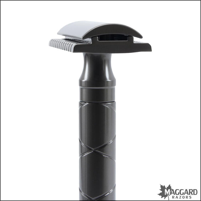 Maggard Razors DE Safety Razor MR14 Aluminum Gray, Handle Only