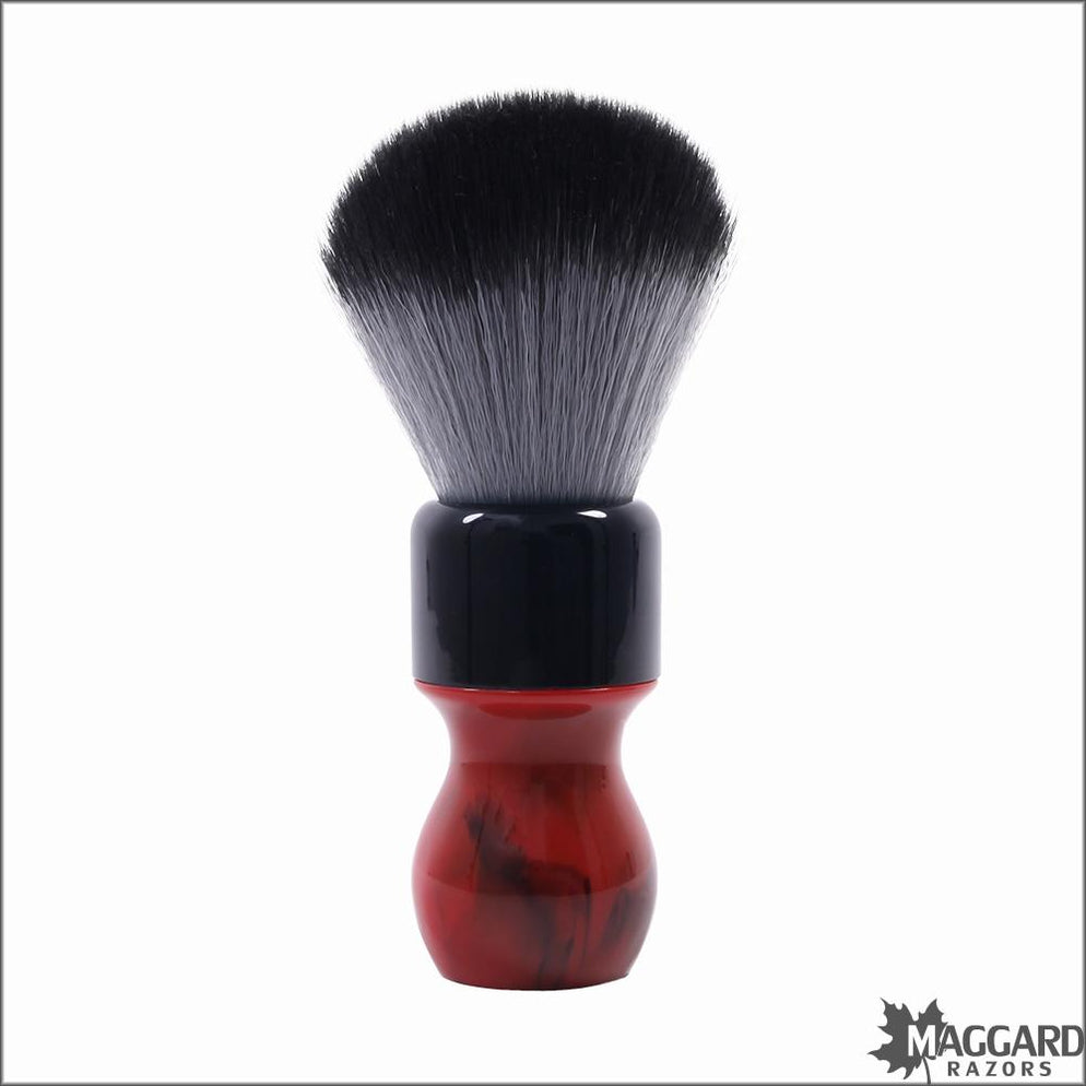 Maggard Razors Red Swirl Two Piece Resin Handle Timberwolf Synthetic S