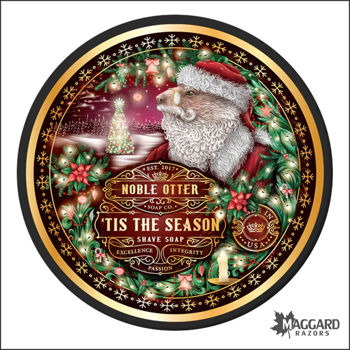 Noble Otter Soap Co. Tis' the Season Artisan Shaving Soap, 4oz - Seasonal Release