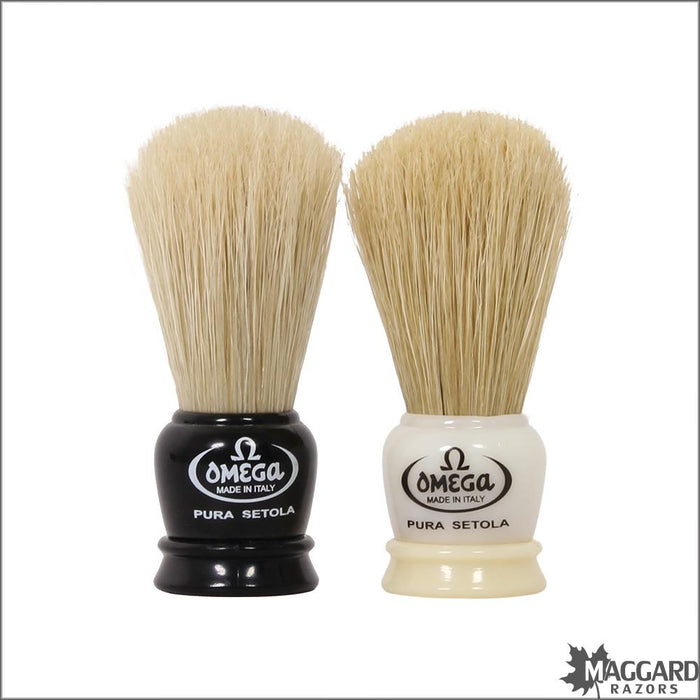 Omega-50068-Bambino-Ivory-or-Black-Boar-Shaving-Brush-Both