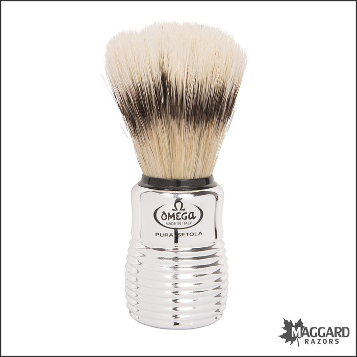 Omega-80280-Chrome-Plastic Handle-Boar-Shaving-Brush-with-Stand-24mm-1
