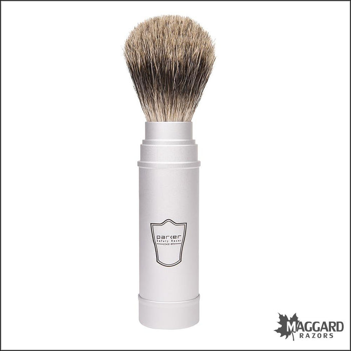 Parker-Aluminum-Handle-Pure-Badger-Travel-Shaving-Brush-1